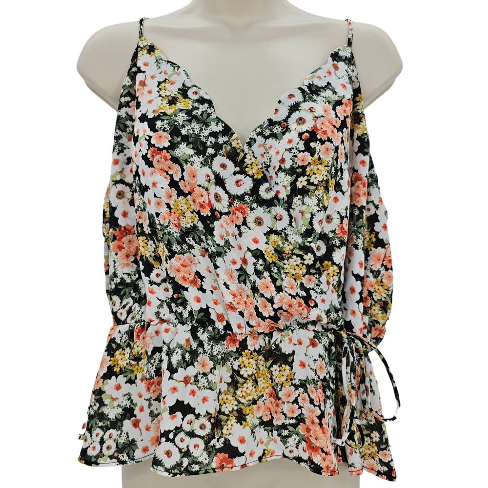 Nine Britton Womans size XLP  Tillie Surplice cropped Floral Tank Top Blouse NEW